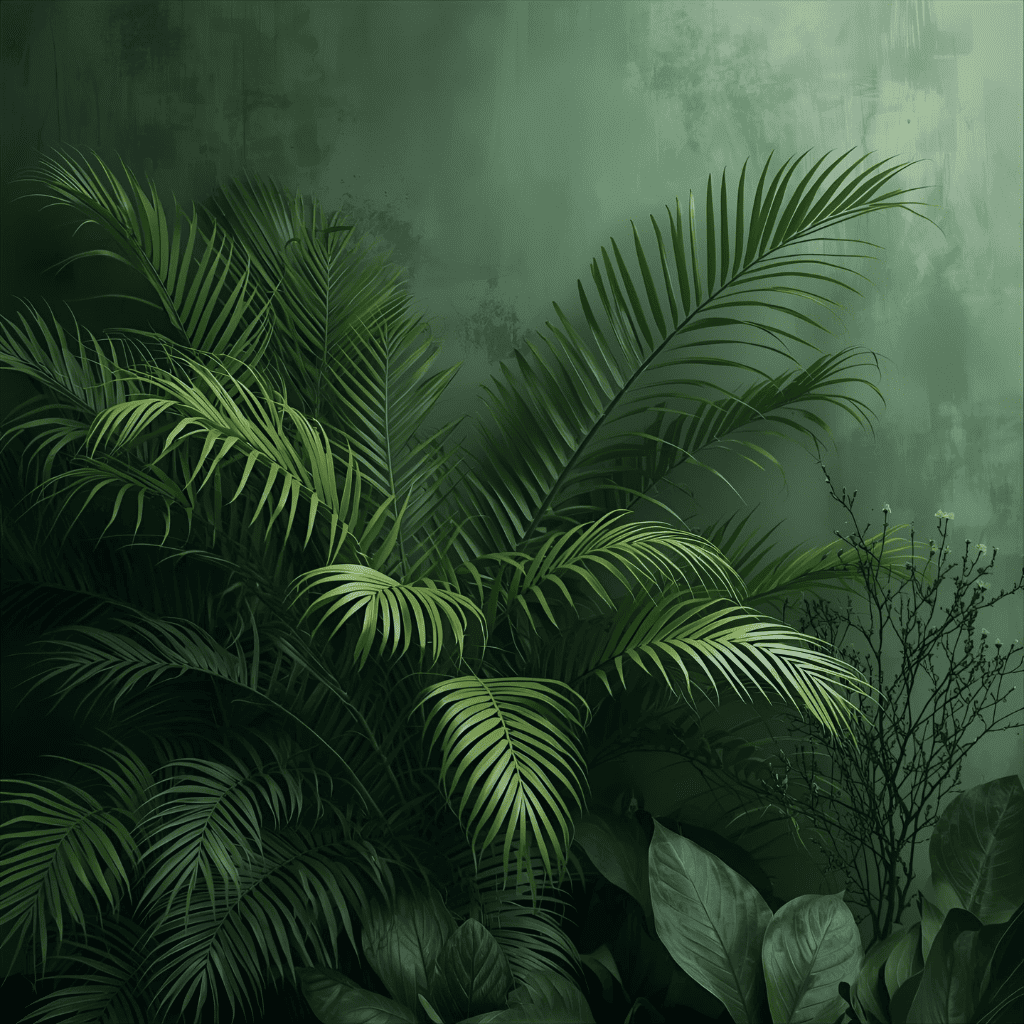 fondo de concreto verde y palmeras